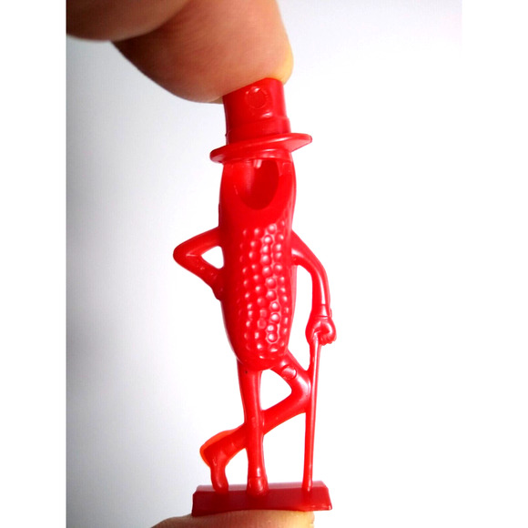 Planters Mr. Peanut Red Toy Whistle Original Plastic Figure 1950s Vintage Retro - Picture 4 of 5